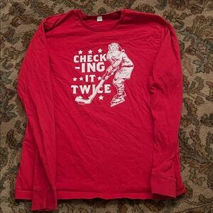 Long sleeve Santa Hockey Holiday Tshirt